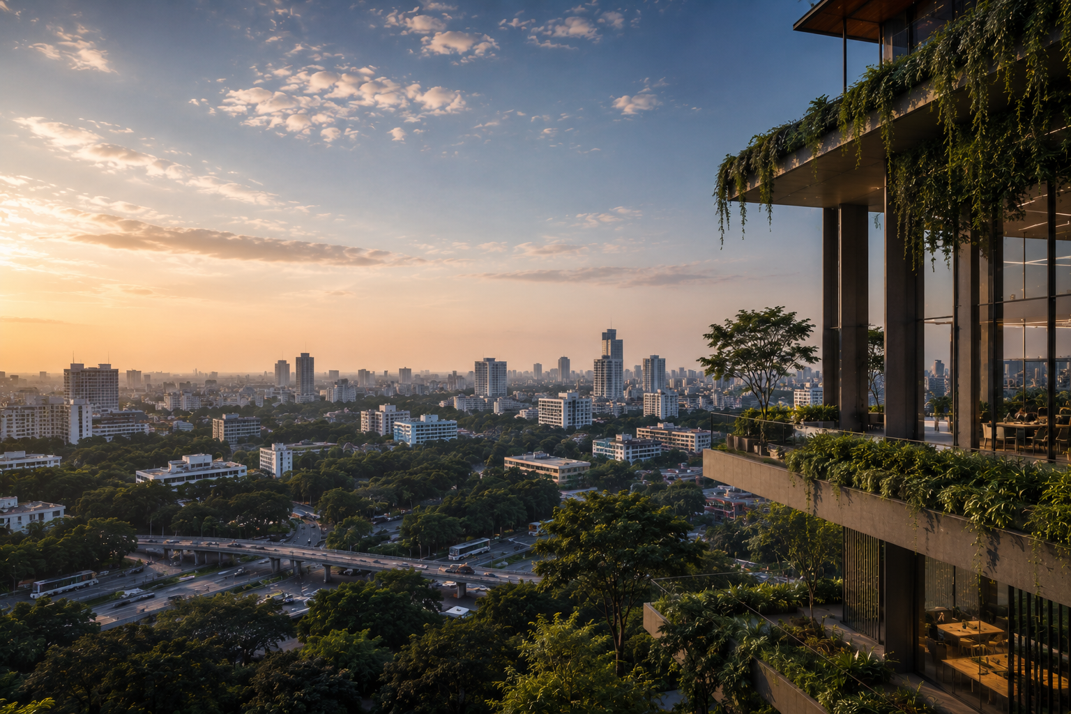 Modern architecture with vertical gardens